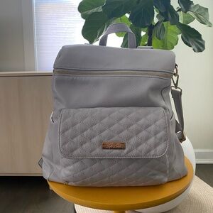 Light Gray Quilted Baby Bag Backpack